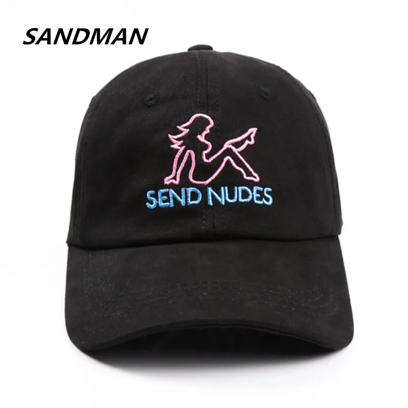 

SANDMAN Letter SEND NUDES Snapback Cap Cotton Baseball Cap For Men Women Adjustable Hip Hop Dad Hat Bone Garros Casquette
