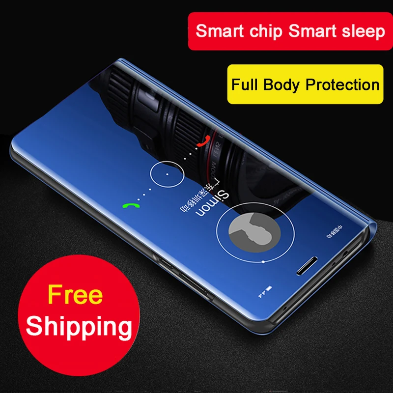 Умный кожаный зеркальный Чехол книжка с подставкой для Huawei Mate 8 9 10 20 Pro P8 P9 P10 Plus P20