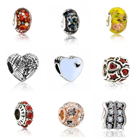 Maxi Glass Beads House Wings Hearts Crystal Charms Fit Original Pandora Браслеты ожерелья для женщин этнический