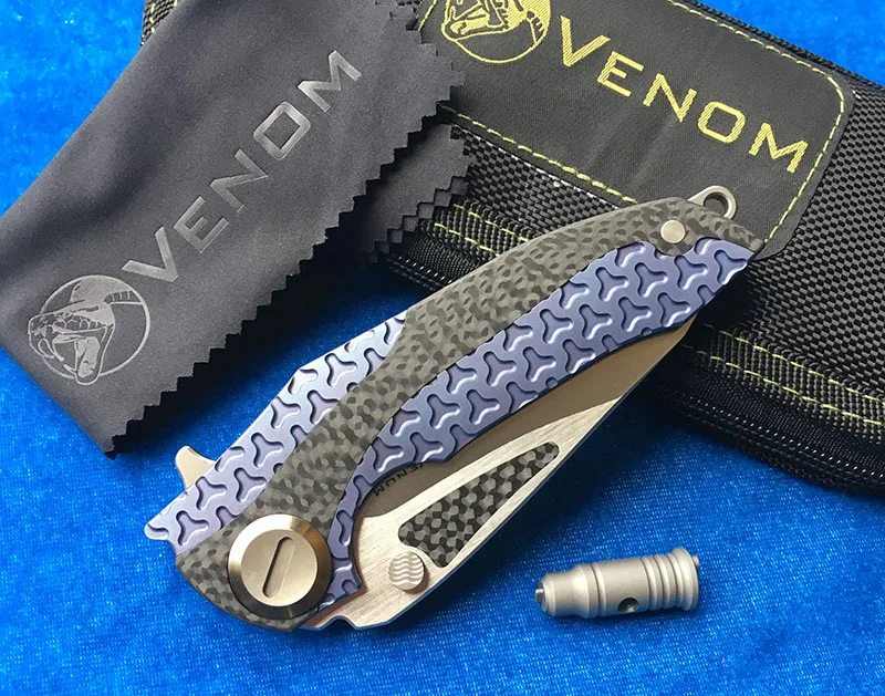 VENOM Броня складной нож для ежедневного использования, M390 лезвие titanium CF Флиппер открытый кемпинг охотничьи ножи выживания карман кухонный Фруктовый нож для повседневного использования, инструмент