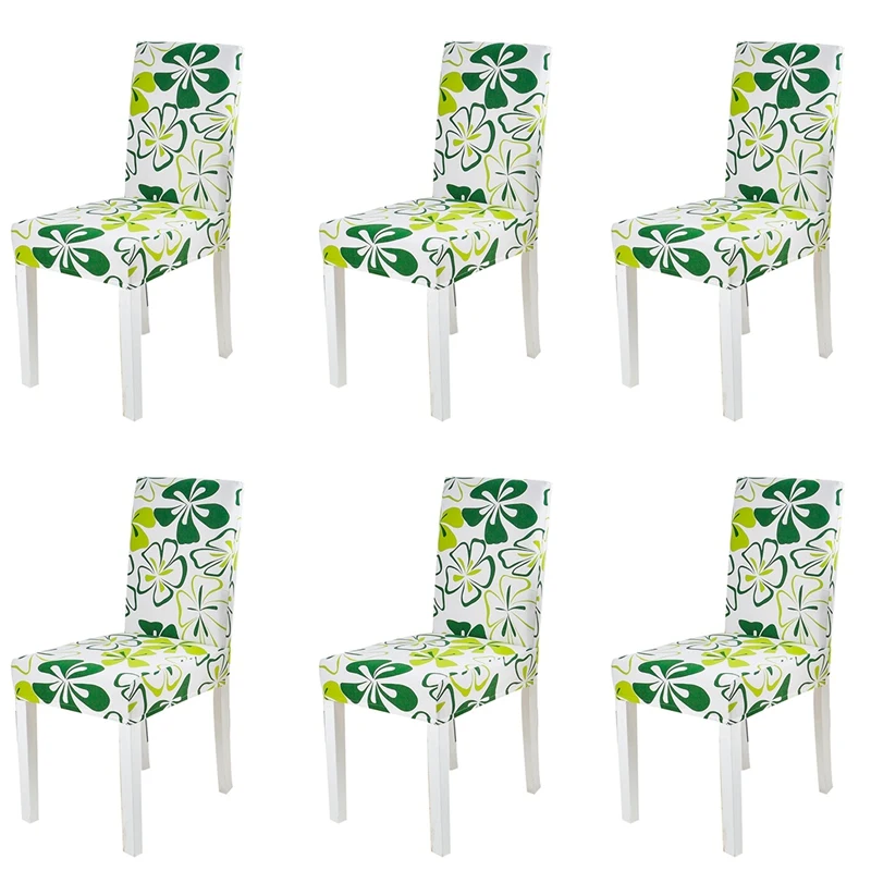 Green Butterfly 6 шт. спандекс чехлы на стулья для столовой эластичные чехлы на стулья для банкет ресторан отель хауссе де шезлонг моющиеся - Цвет: Green Butterfly