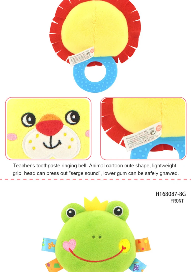 Baby Infant Plush Rattle Stuffed Toy Hand Grasp Teethers Cute Animal Handbell Ring Newborns Early Development Boys Girls Gift