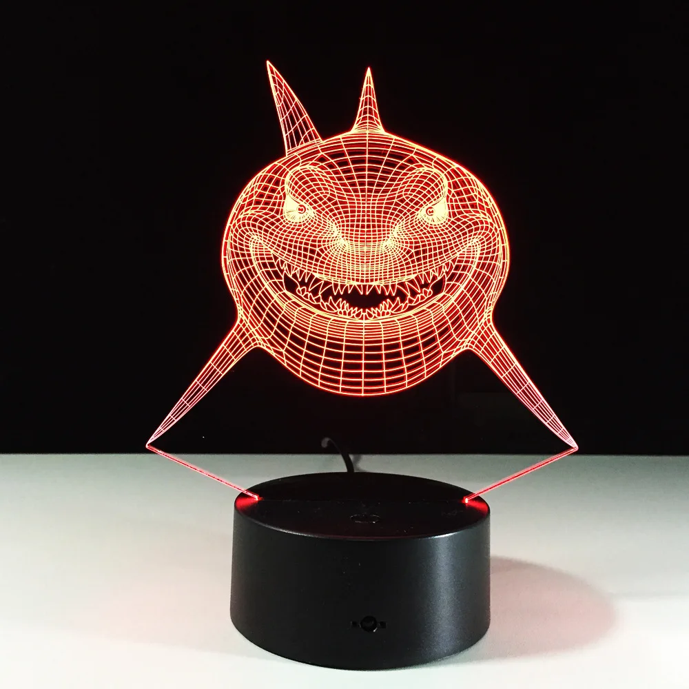 

Fierce Shark Fish 3D LED Lamp USB LED Light Underwater World Animal 7 Colors Changing Desk Table Night Lighting Kids Toys Gift