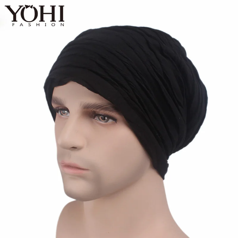 

Autumn and winter men and women cotton wavy striped headgear earmuffs pile of hats Turban Hats Caps Hijab headscarf hat