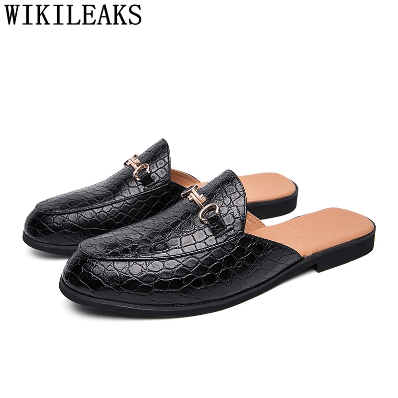 Мужская кожаная обувь из крокодиловой кожи шлепанцы для мужчин брендовые
