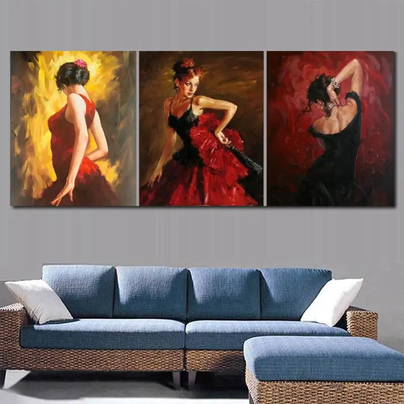 

Wall art hand painted Oil paintings on Canvas Flamenco Dancer Spanish Gypsy Tango modern Woman artwork for living room decor