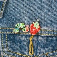 the new cartoon strawberry and bug brooch fruit strawberry and bug enamel pins clothes backpack for kids family jewelry gifts