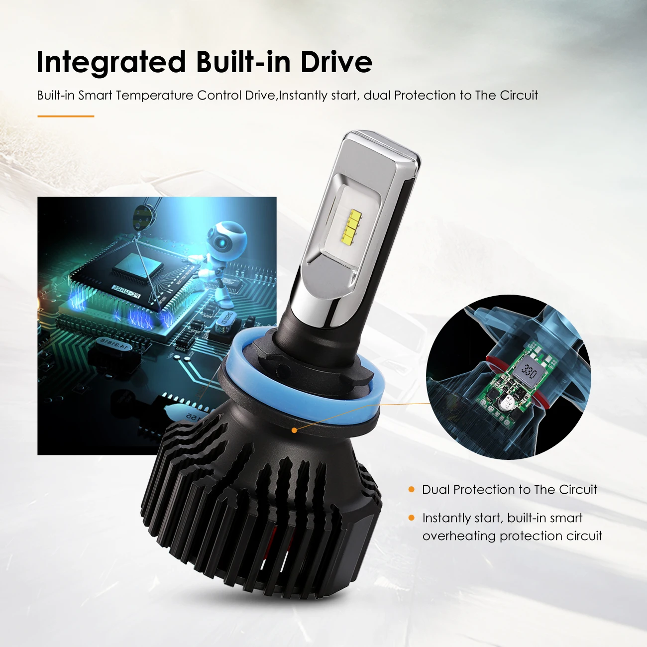 Oslamp T8 светодиодный налобный светильник H7 H11 9005 9006 Однолучевые чипы 60 Вт 6500 лм к Автомобильный светодиодный налобный фонарь светодиодный светильник лампа головной светильник s