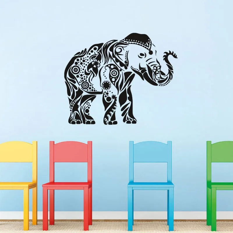 High Quality Indian Elephant Ganesha Pattern Wall Sticker Vinyl Home Decor Decals Removable Art Wallpaper W-891 | Дом и сад