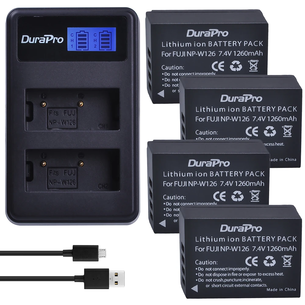 4 pc NP-W126 NP W126 NPW126 литий-ионный Батарея+ ЖК-дисплей USB двойной Зарядное устройство для Fuji HS50 HS35 HS33 HS30EXR XA1 XE1 X-Pro1 XM1 X-T10 Камера