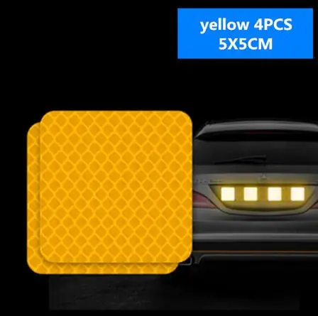 Yellow 4pcs 4 шт. автомобиля двери безопасности анти-столкновения предупреждающие светоотражающие наклейки для Skoda Octavia 2 A7 A5 Rapid Superb Mazda 6 Chevrolet Cruze - Цвет: Yellow 4pcs