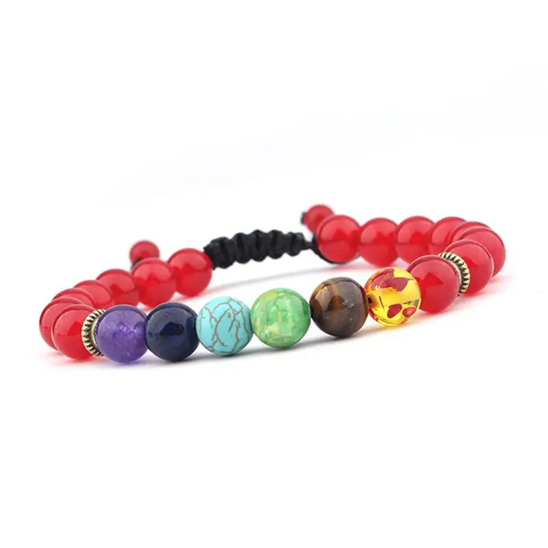 New weaving colorful volcanic lava rock bracelet hand-woven red a-gate beaded beads | Украшения и аксессуары