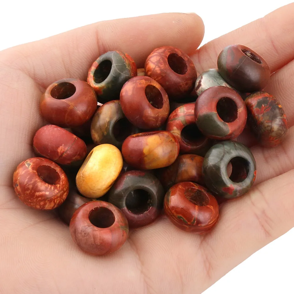 

TUMBEELLUWA 1Lot (10Pc) Crystal Stone Large Hole Rondelle Loose Charms European Bead Fit Bracelet,Jewelry Makings