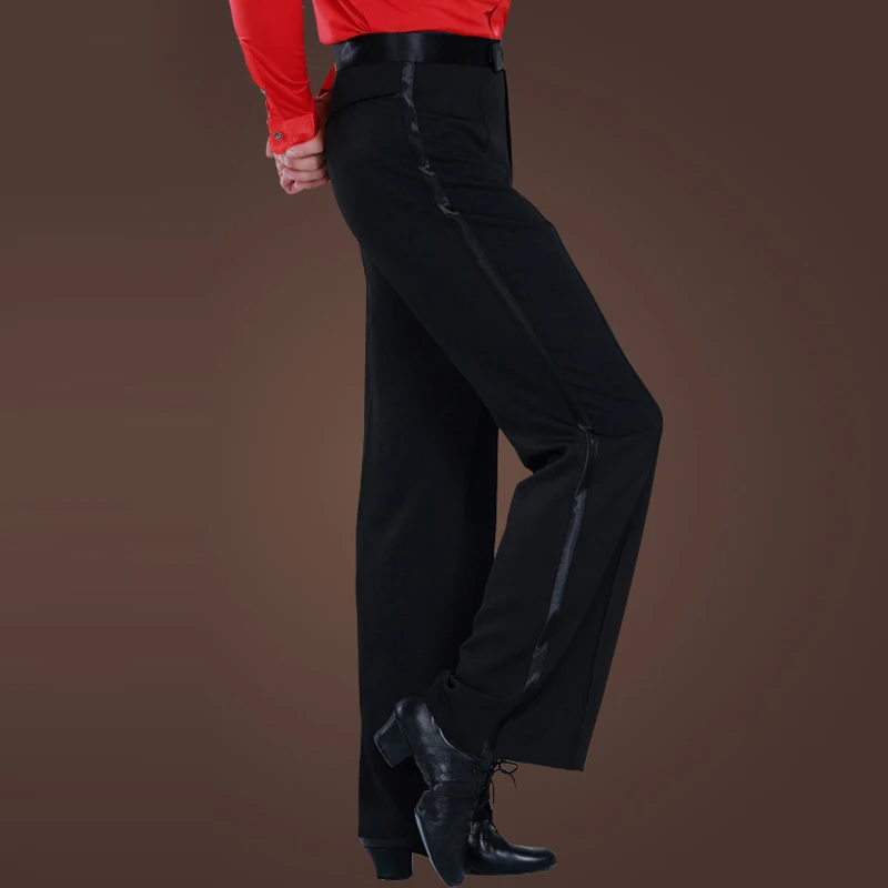 

Men Dance Pants Black Trousers For Male Latin Dance Ballroom Tango Cha Cha Practice Professional Competitive Dancewear BL010