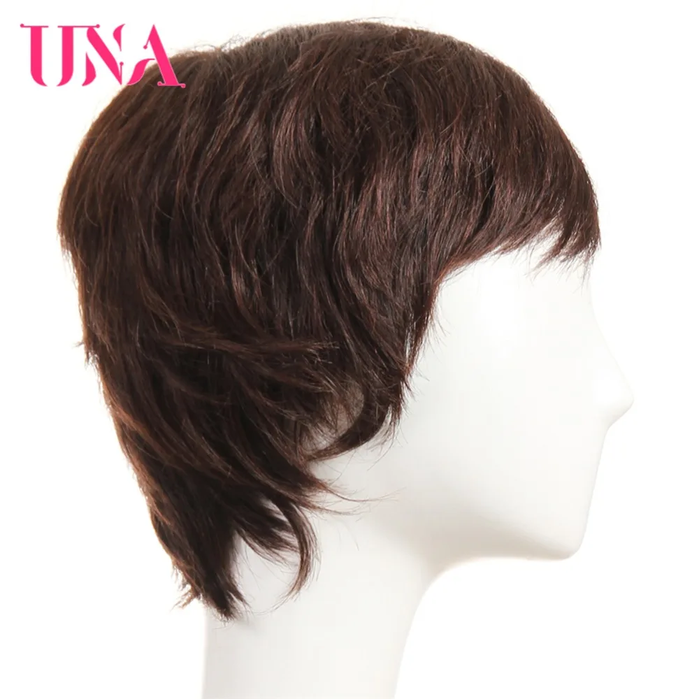 UNA человеческие волосы машинные парики для женщин Remy 120% плотность прямые