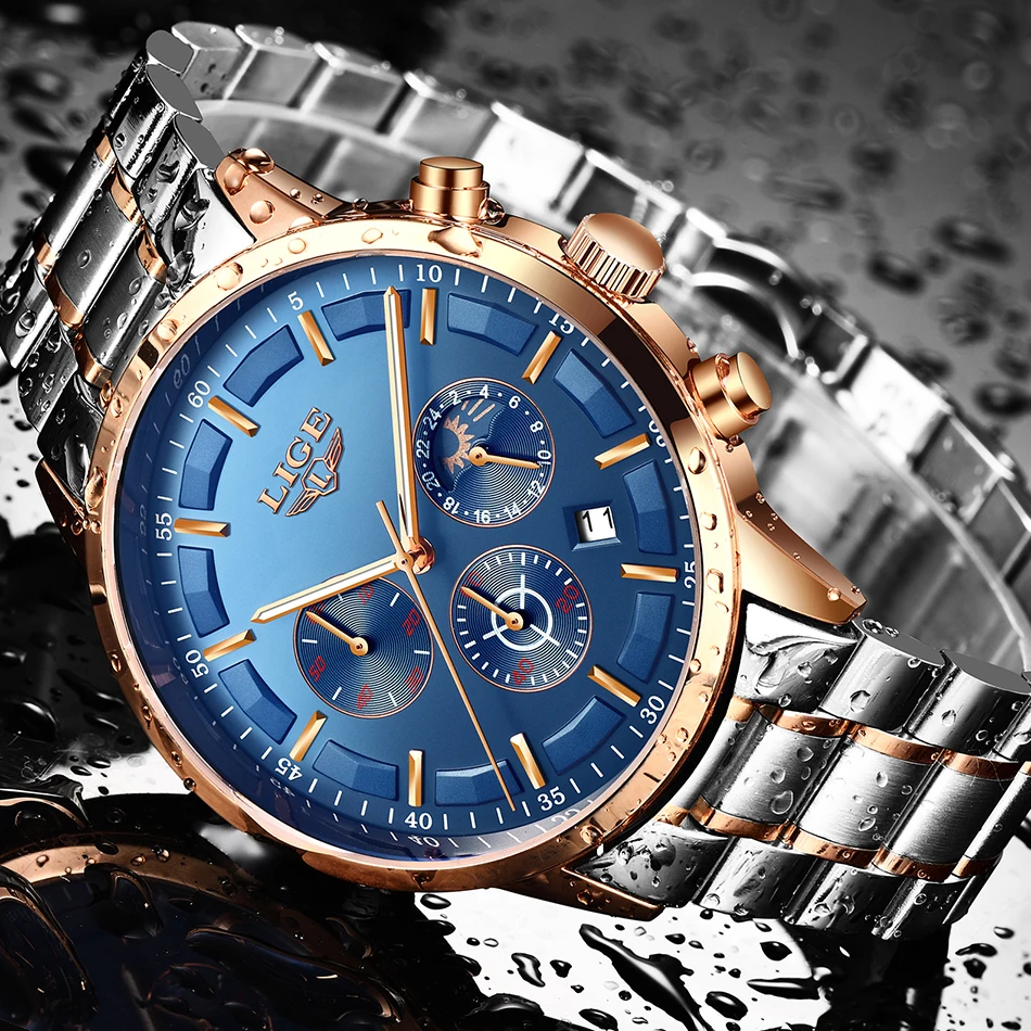 Reloj Hombre LIGE мужские часы Лидирующий бренд Роскошные модные кварцевые наручные часы мужские бизнес все стальные водонепроницаемые часы Montre Homme