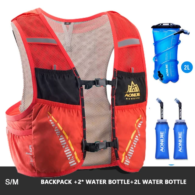 SM set 2 AONIJIE 5L Trail гидратационный жилет, рюкзак для пеших прогулок, велоспорта, кемпинга, марафона, рюкзак, сумка для бега - Цвет: SM set 2