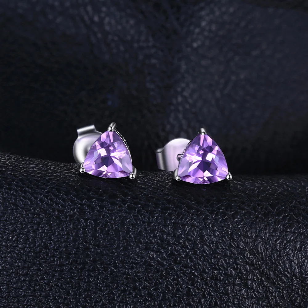 Jewelrypalace трлн 1.9ct Природные Фиолетовый аметист камень Серьги гвоздики Твердые