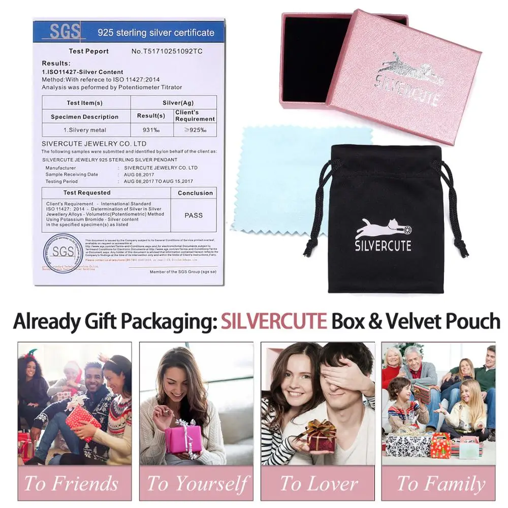 SILVERCUTE подлинное серебро 925 пробы милый с кошками животными ожерелье