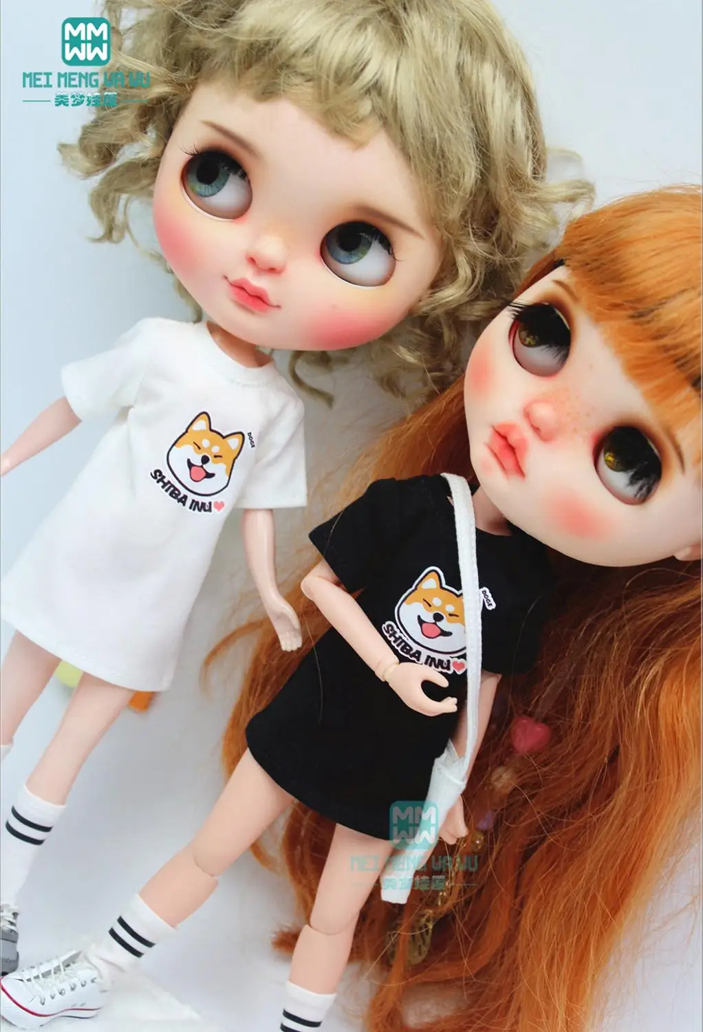 1 шт. Одежда для кукол Blyth белая/Розовая/черная длинная футболка Azone obistu FR 1/6 |