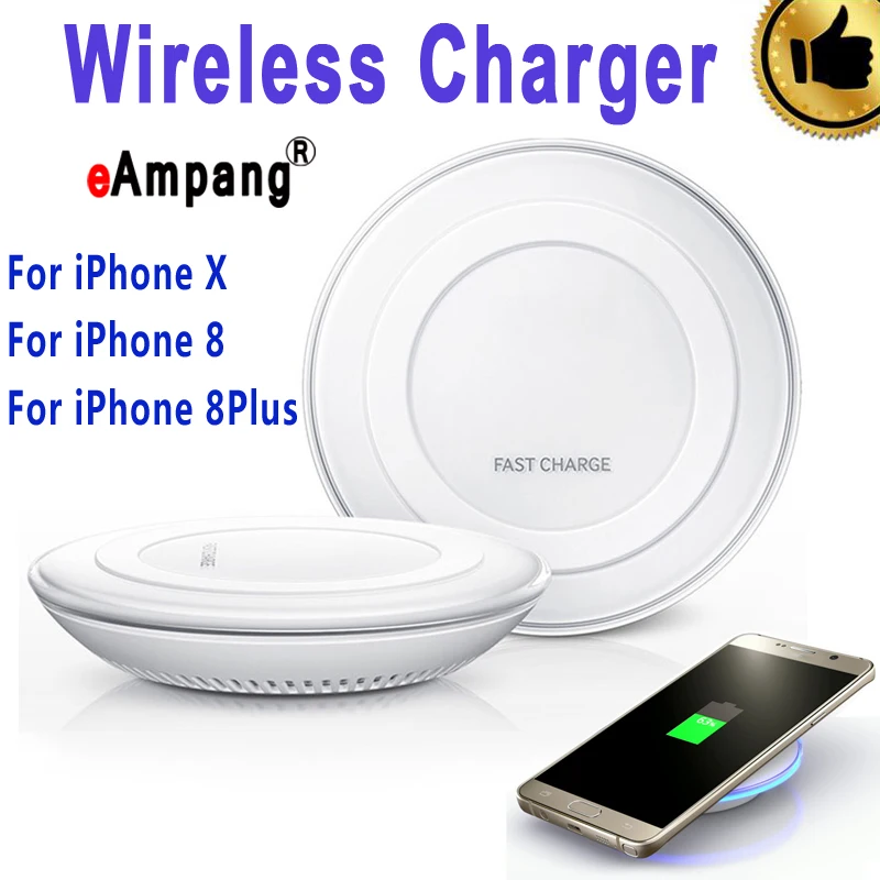 EAmpang плоский 10 Вт Qi быстрый беспроводной зарядный коврик для iPhone X десять