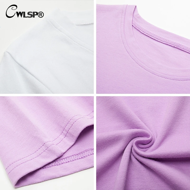 

CWLSP Cotton Summer Solid Basic T shirts Woman Round Neck Loose Casual Top Female Short Sleeve camisetas mujer verano QL4164