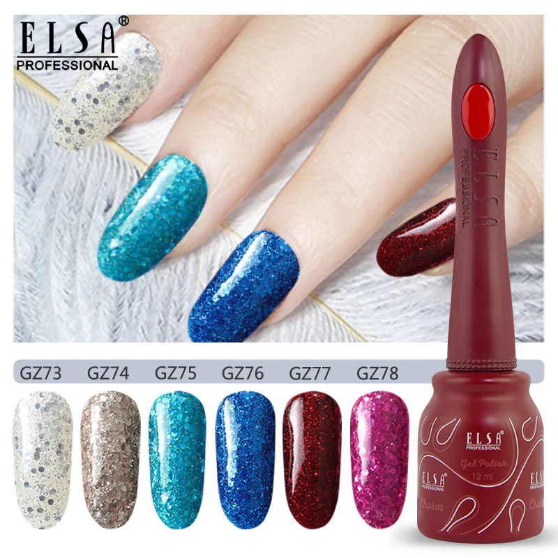 Elsa 12 мл DIY Гель-лак для ногтей Французский стиль УФ набор гель-лаков для ногтей отмачиваемый 80 цветов серия лак для ногтей телесный цвет гель