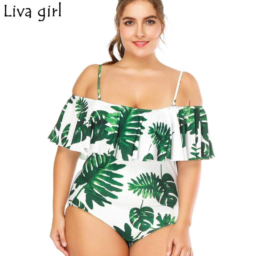 Liva girl гофрированные сексуальные цельные костюмы с подкладкой, Бразильская пляжная одежда, популярный комплект, пляжный Монокини, купальный костюм размера плюс 4XL