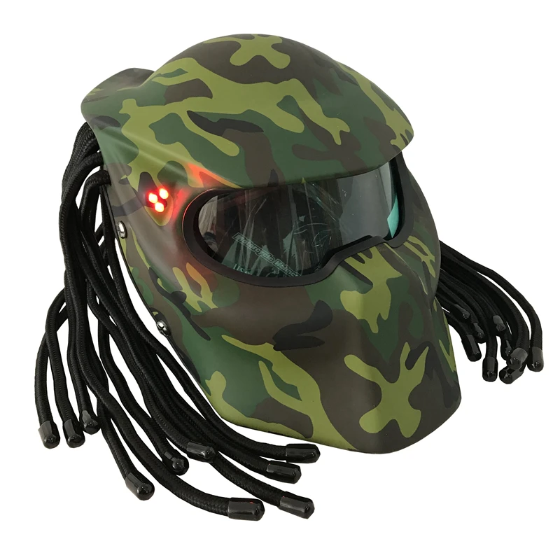 Goedkoop 2020 Nieuwe Matte Camouflage Predators Helm Masker Glasvezel Motorfiets Schedel Eagle Patroon Helm Volledige Gezicht Motor Helm