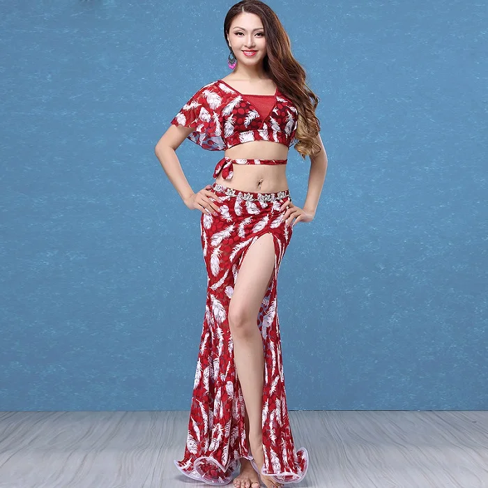 2 pieces set Новая одежда для восточных индийских танцовщица, женский сексуальный костюм для танца живота, топы, юбки, 2 предмета, женское платье для танца живота DL2211 - Цвет: 2 pieces set