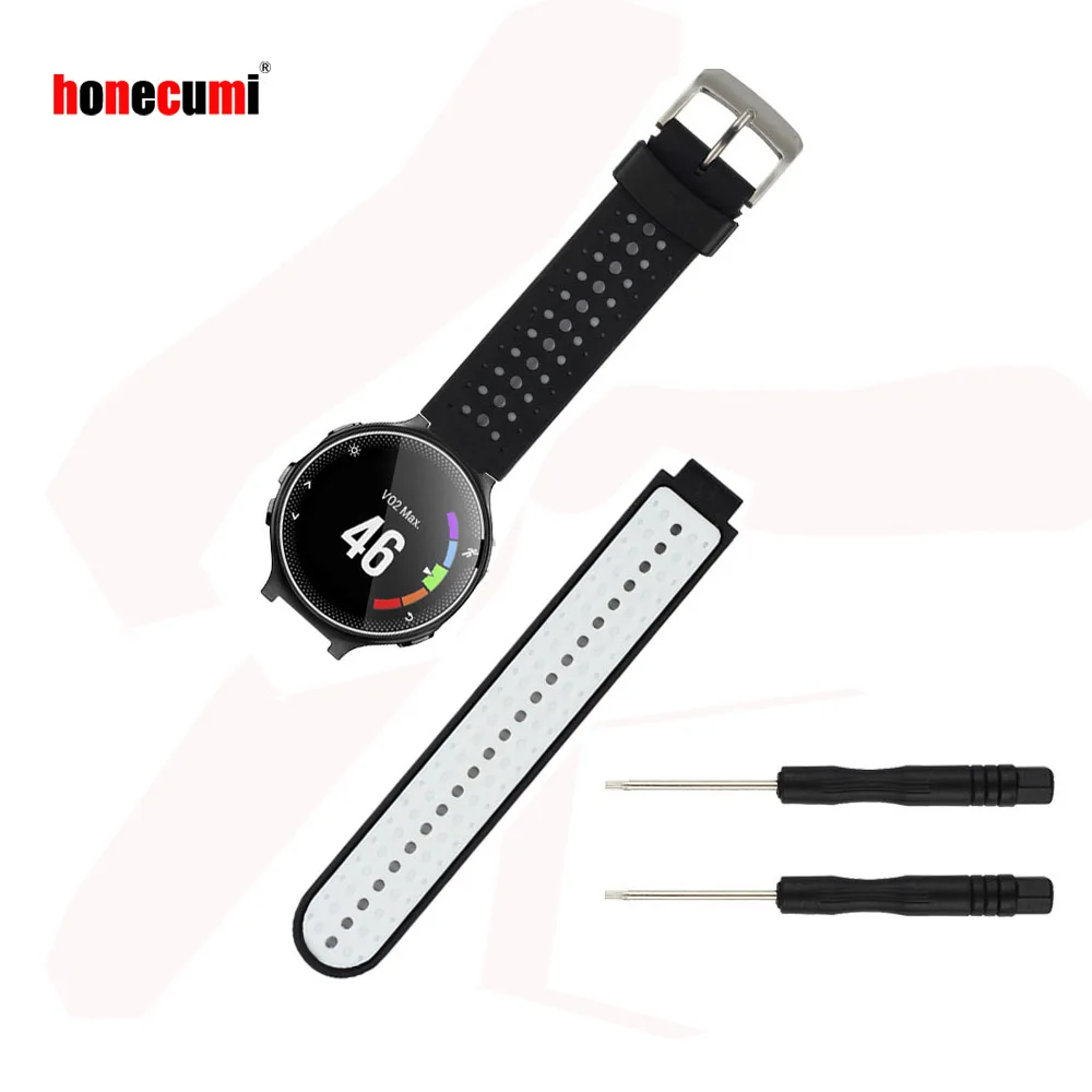 Honecumi полосы Замена для Garmin Forerunner 235 220 230 620 630 735XT черный с белым мягким силиконовым