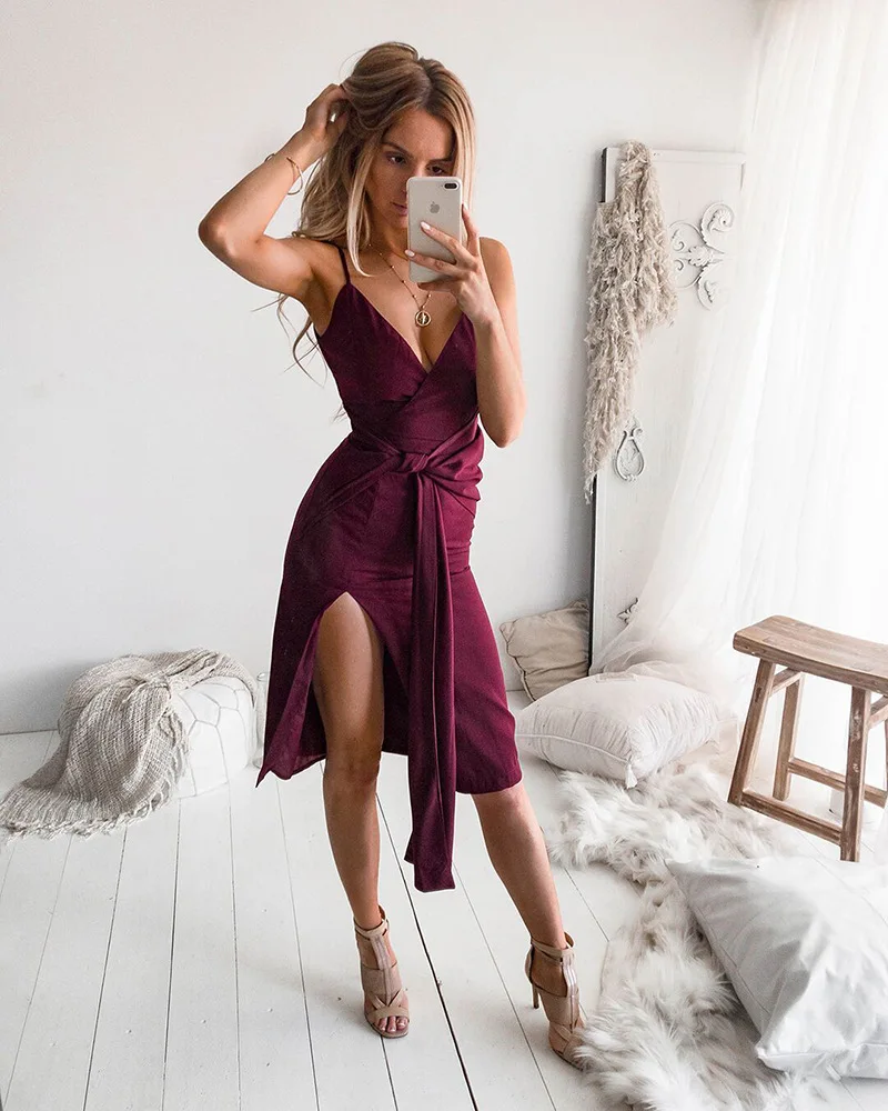 Женское нерегулярное Бандажное платье с v-образным вырезом Платья Vestidos Для для