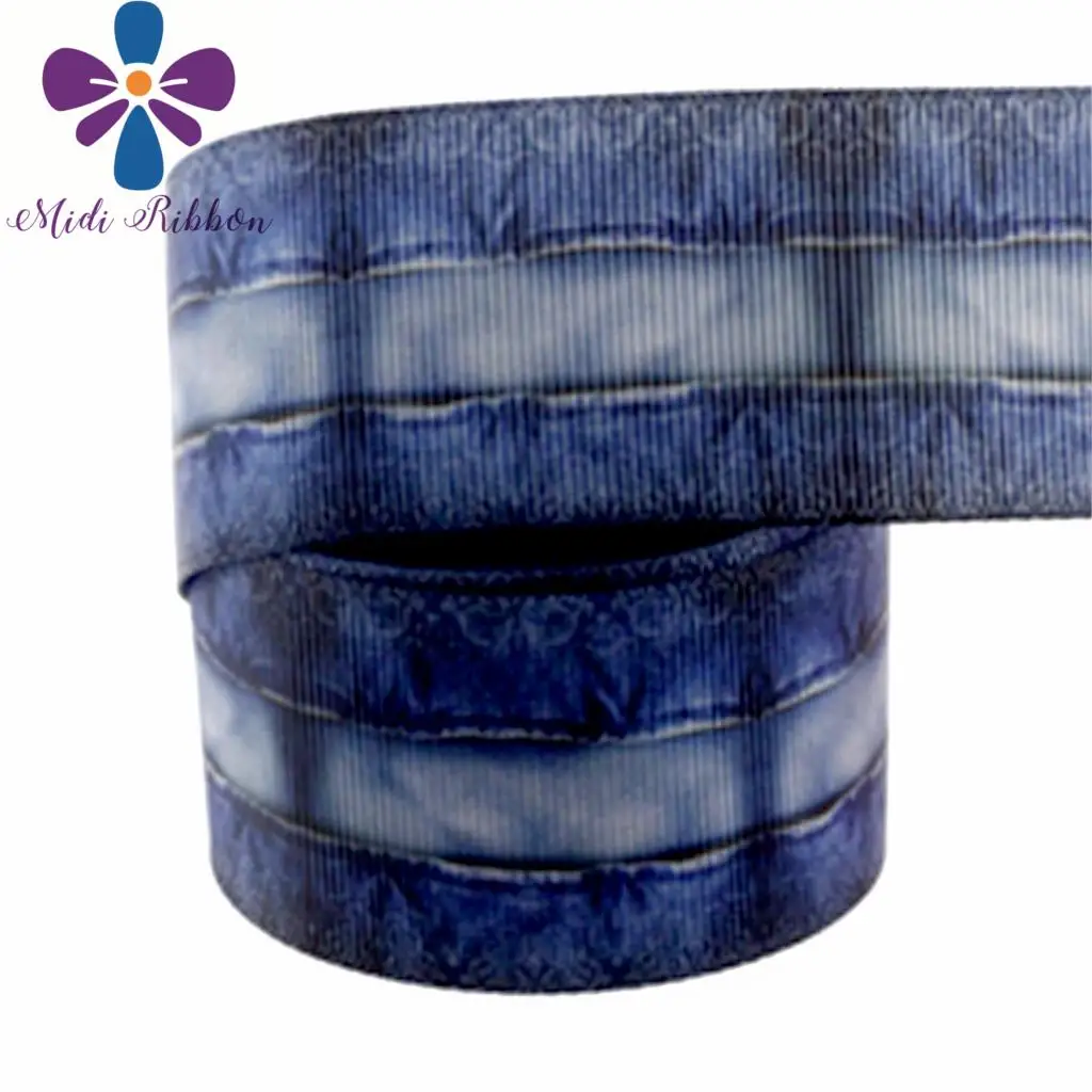1-1/2&quot38mm Jeans Series Geometric Patterns Printed Grosgrain Ribbon Denim Like Lace DIY Party Gift Hair Band Making 10yards/roll | Дом и