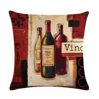 european style cotton linen home textile decor sofa car throw pillows decorative pillows red wine printed square cushion cover