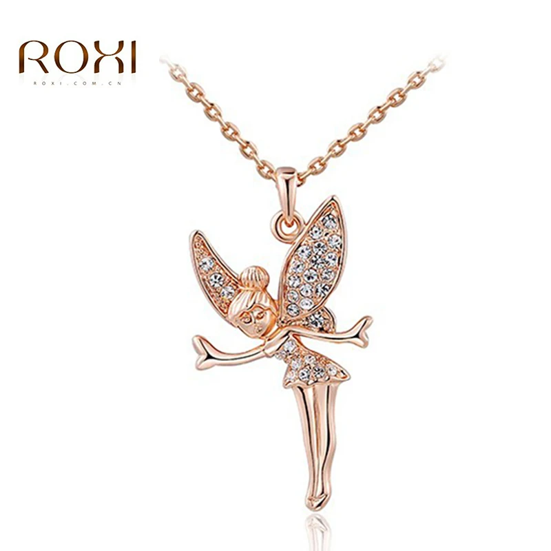 Женское длинное ожерелье ROXI с фианитом волшебное белое/розовое золото