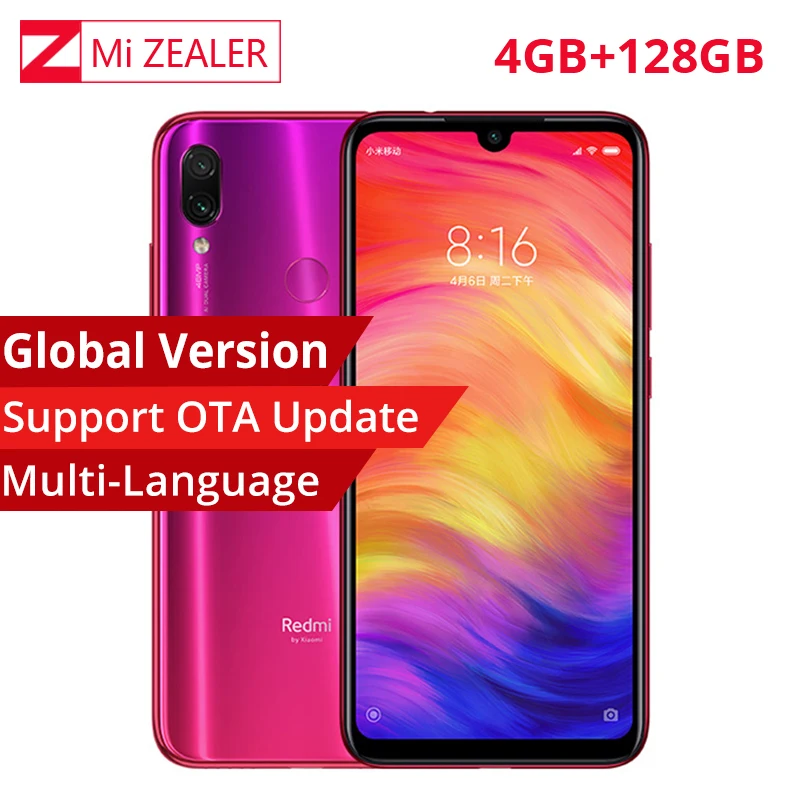 Мобильный телефон Xiaomi Redmi Note 7 с глобальной версией, 4 Гб, 128 ГБ, Snapdragon 660, 4000 мАч, 48MP, 5 Мп, две камеры, 6,3 дюйма, полный экран