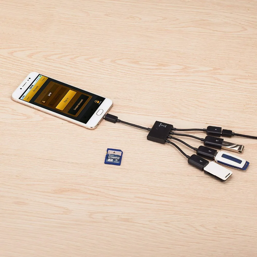4 портовый микро USB OTG зарядный концентратор кабель переходник адаптер для