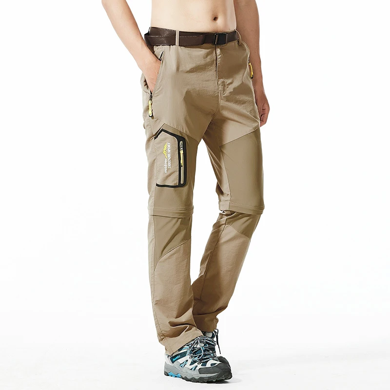 Khaki Sport Pants TWTOPSE 2 в 1, съемные велосипедные штаны, шорты для горного велосипеда, велосипеда, спуска, пешего туризма, мужские спортивные штаны, быстросохнущие шорты, брюки - Цвет: Khaki Sport Pants