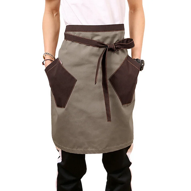 Kitchen Cooking Aprons Food Service Waiter Half Aprons with Pockets Workwear Chef Kitchen Apron Coffee Shop Uniforms