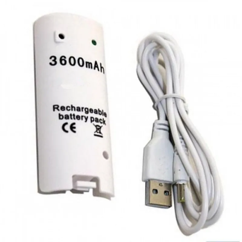 2X (белый и черный) 3600mAH аккумуляторная батарея для WII пульта дистанционного