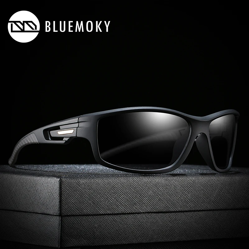 Мужские солнцезащ. Очки с поляриз. Линзами BLUEMOKY TR90 квадратные уличные спортивные