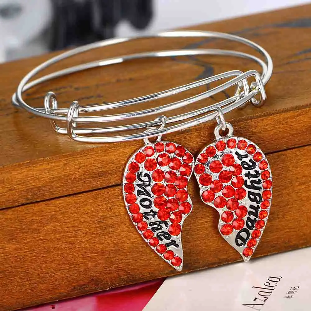 Модный браслет для мамы и дочки с красным кристаллом 2 шт. женщин девочек семьи