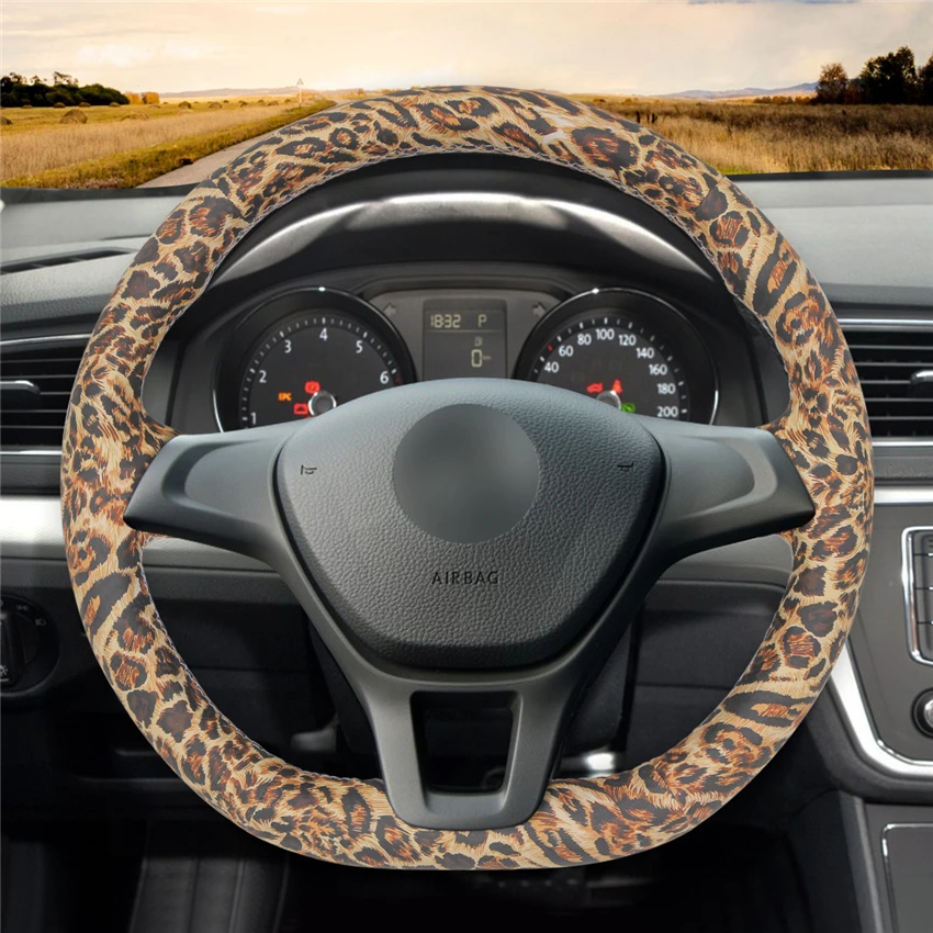 Чехлы рулевого колеса автомобиля из искусственной кожи с леопардовым принтом