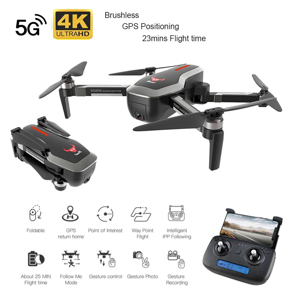 SG906 5G GPS Дрон с Wi Fi FPV 1080P 4K HD камера бесщеточный Квадрокоптер 23 мин Время полета
