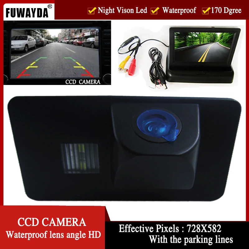 

FUWAYDA CCD Car Rear View Camera for BMW E81 E87 E90 E91 E92 E60 E61 E62 E63 E64 X5 X6 with 4.3 Inch foldable LCD TFT Monitor