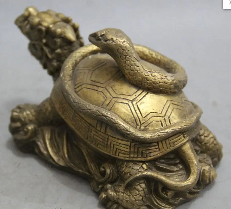 zhmui88006147&lt&lt&lt6&quot China Brass Dragon Turtle Tortoise Snake God Beast longevity Statue Sculpture | Дом и сад
