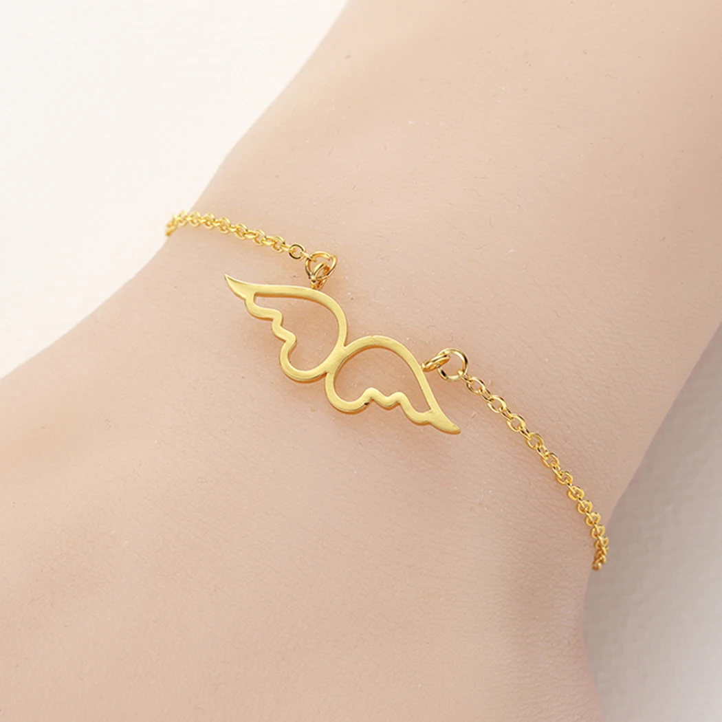 New Angel Wing Bracelet For Women Memorial Statement Fashion Jewelry Accessories Steel Handmade Femme Gift | Украшения и