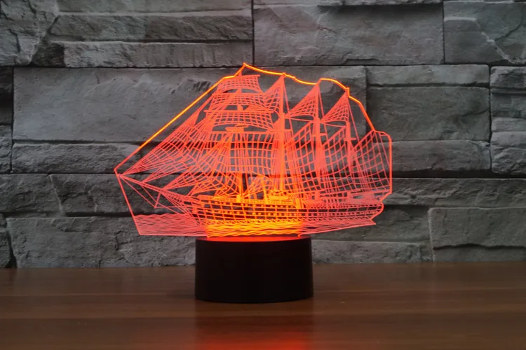 Креативная модная настольная Светодиодная лампа с 3D изображением корабля или