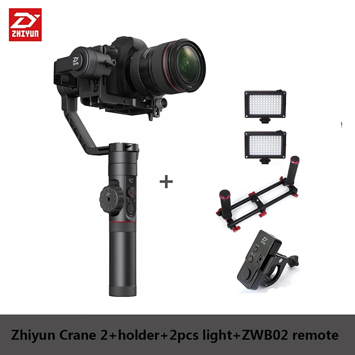 Zhiyun кран 2 Бесщеточный Стабилизатор Ручной Gimbal для sony Canon Panasonic D6 Mark цифровых зеркальных камер с 3,2 кг полезной нагрузки - Цвет: add holder rc light