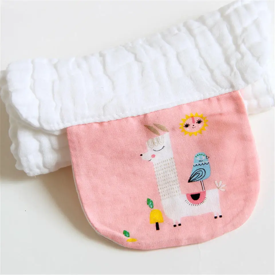pink alpaca 1 шт., детский бюстгальтер-полотенце, хлопок, дышащий, 6 слоев, марлевые прокладки, слинг, пот, салфетки, многоразовый, с милым рисунком, детский бюстгальтер-полотенце - Color: pink alpaca
